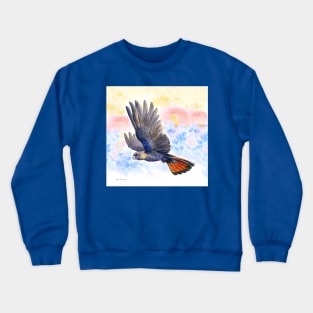 Glossy Black Cockatoo Sunrise - watercolour original design by Nadya Neklioudova Crewneck Sweatshirt